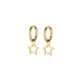 ORECCHINI DONNA CERCHIO IN ACCIAIO IP GOLD CON STELLA