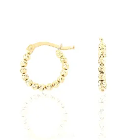 Orecchini Unisex Cerchio in Oro Giallo con Palline Diamantate